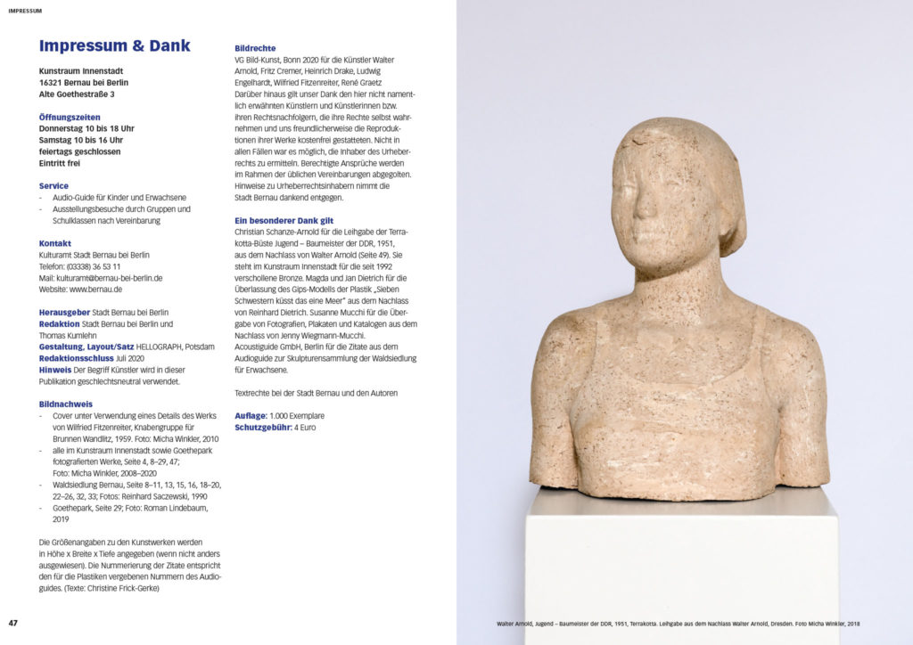 Katalog: Skulpturensammlung Wandlitz, Waldsiedlung Bernau bei Berlin, Büste