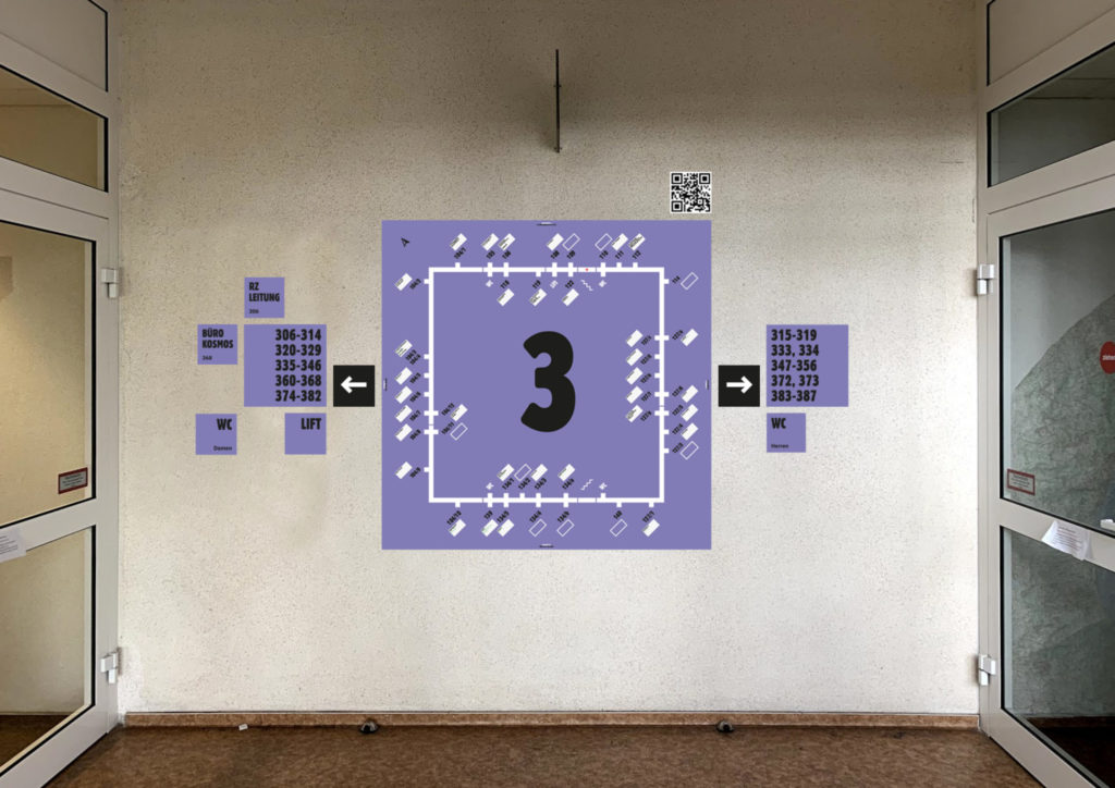 Rechenzentrum Potsdam: Foyer, Wegeleitsystem, Etagenplan