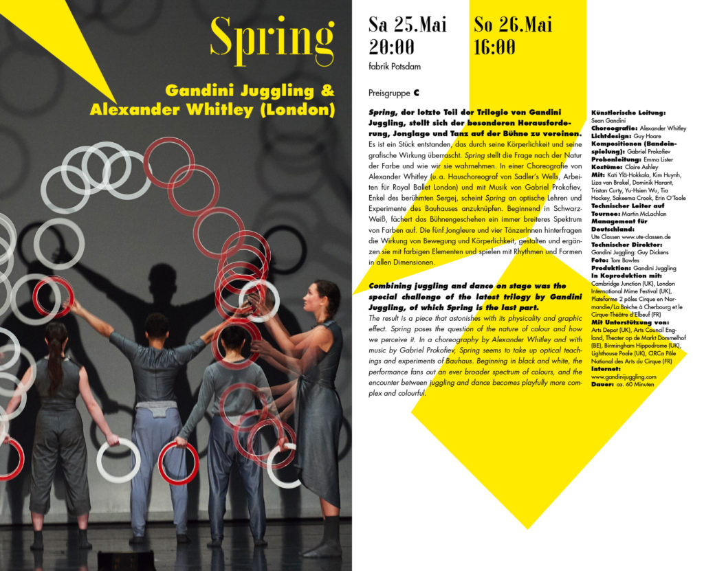 Programm: Dancing Future, Bauhaus 100, Potsdamer Tanztage 2019