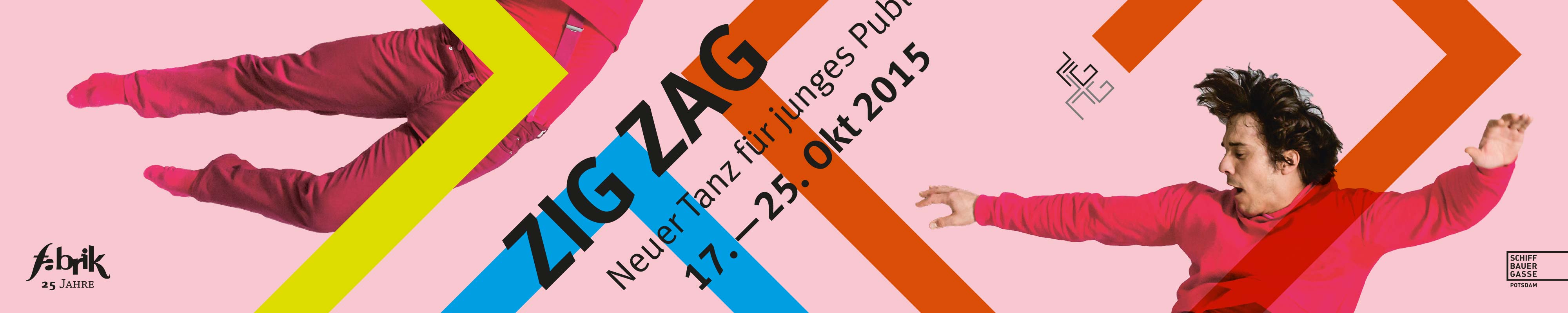 Banner: Zig Zag, fabrik Potsdam, Junger Tanz für junges Publikum
